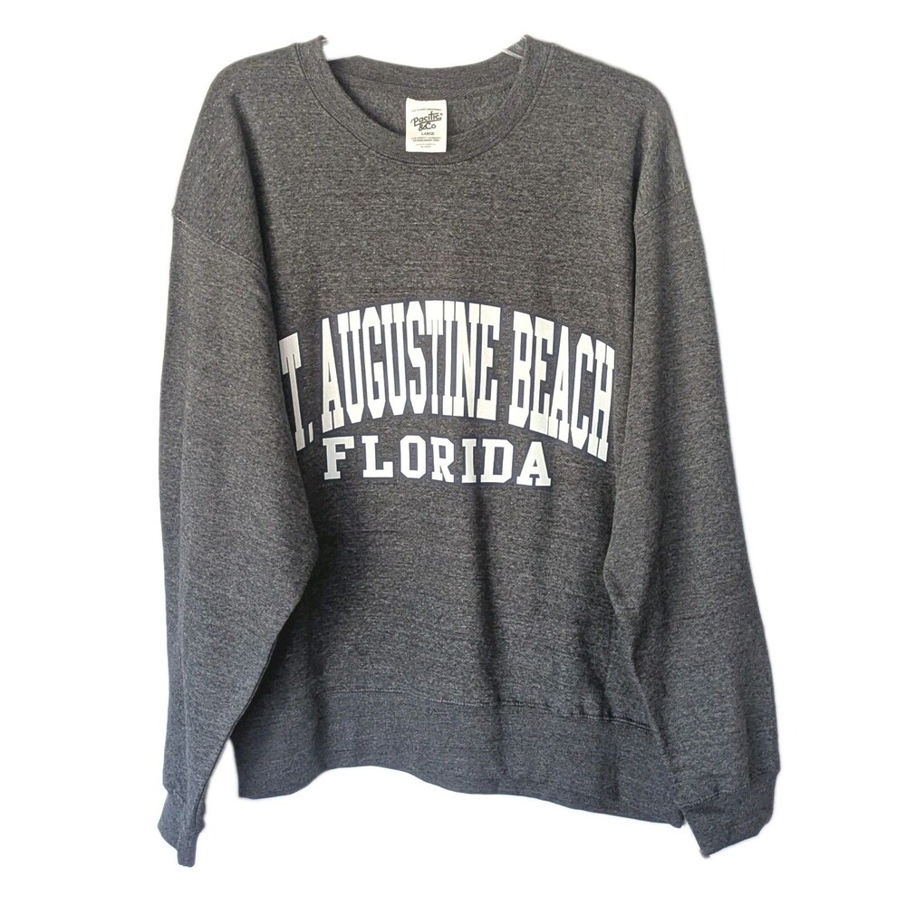 NWT St. Augustine Beach Florida, Pacific & Co Gray Pullover Sweatshirt New Sz L